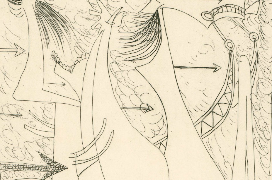 Fragmento del aguarfuerte de óscar Domínguez para 'Poésie et vérité 1942', París, 1947.