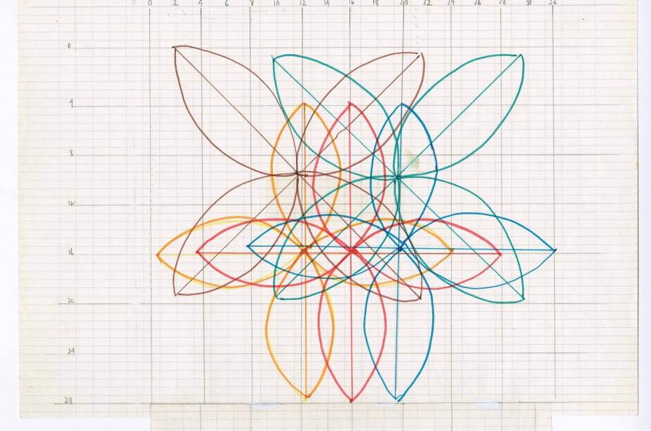Boceto a color para 'Melody Excerpt', de Lucinda Childs. Cortesía de Médiathèque du Centre national de la danse-Fonds Lucinda Childs