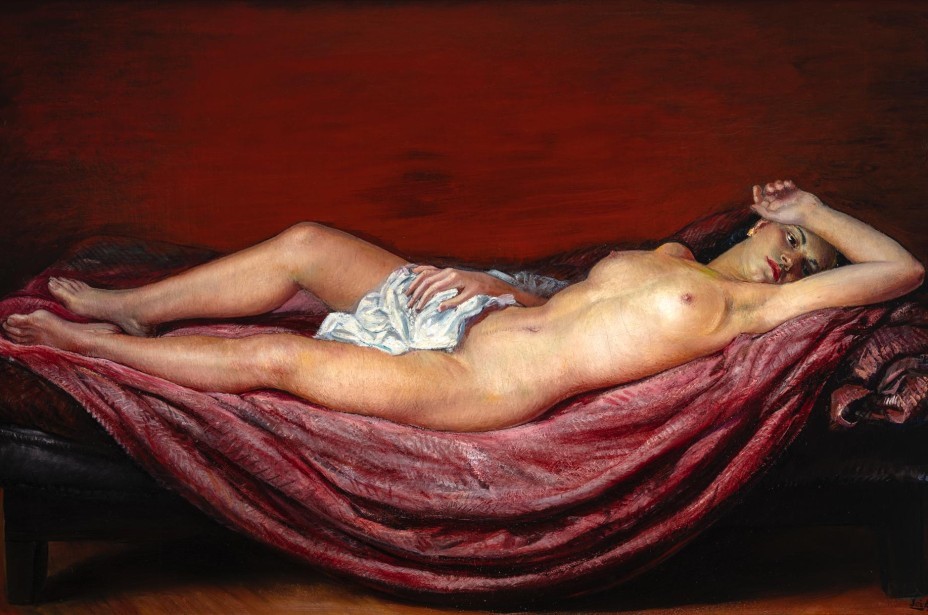 José Aguiar. Desnudo sobre tela roja (1945) Colección particular