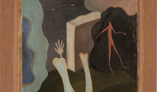 Una de las pinturas surrealistas de Juan Ismael que posee TEA, en una exposición del País Vasco